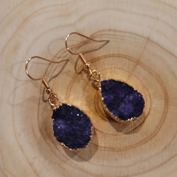 Amethyst Druzy Earrings - Picture 2 of 2